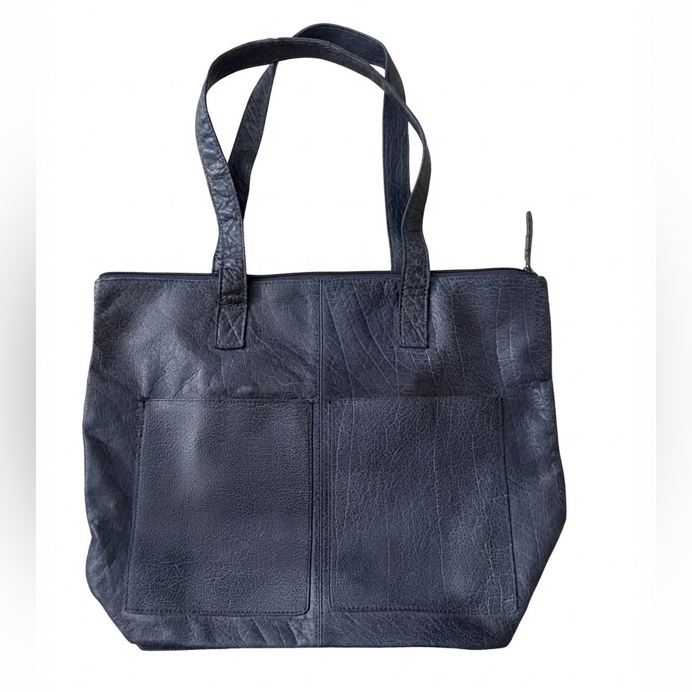 Latico Leathers Margie Full Grain Leather Tote Bag Indigo Blue